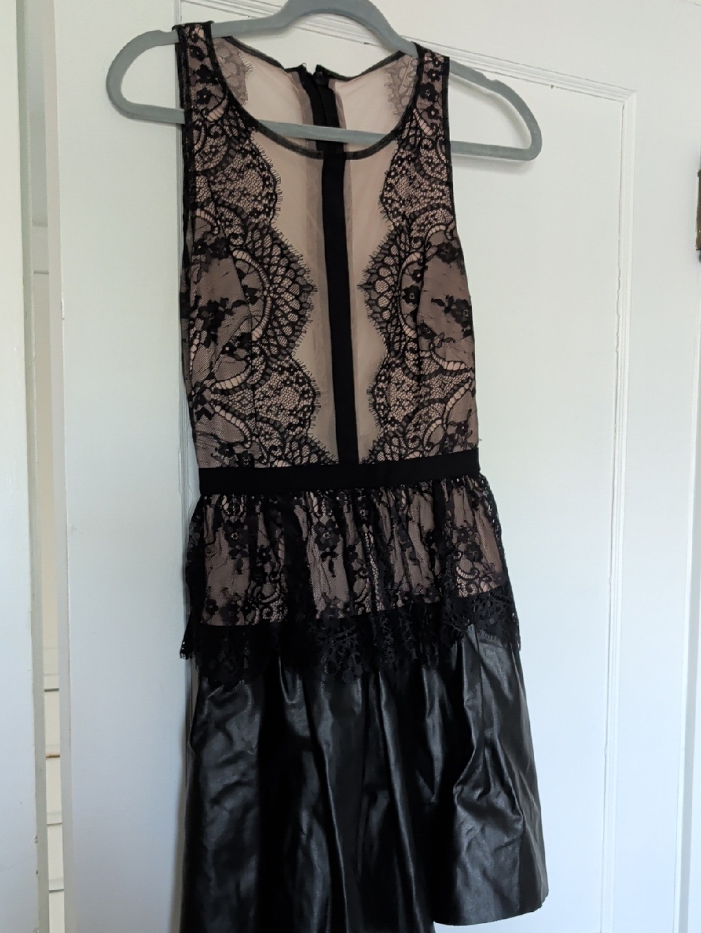 BCBGMaxAzria Black Lace and Nude Midi Dress